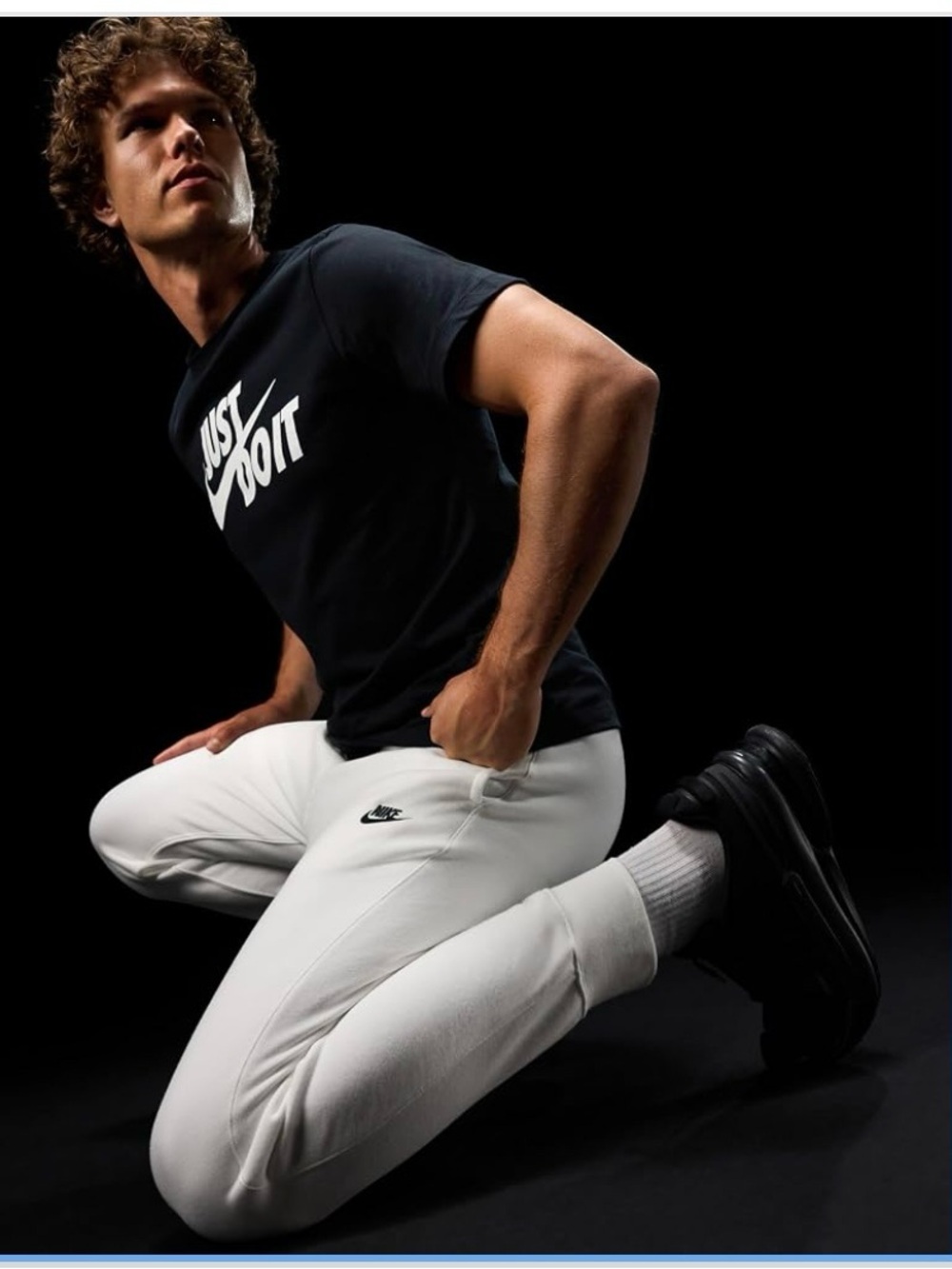 Nike Men’s White Joggers with Black Logo
